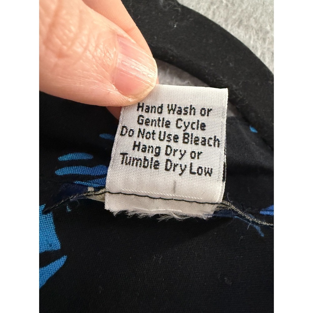 Maggie B. Tank Top Women M Black Blue Teal Asian Calligraphy Script Blouse Artsy - Picture 5 of 11